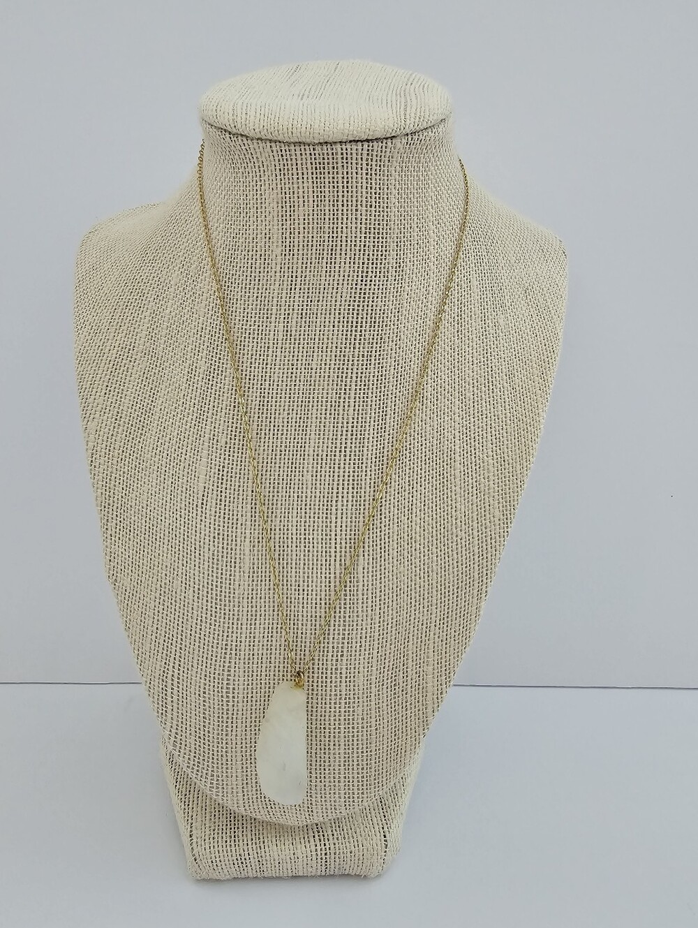 Raw White Moonstone Pendant Necklace – 30-35ct Rough Stone – Adjustable 18-20”